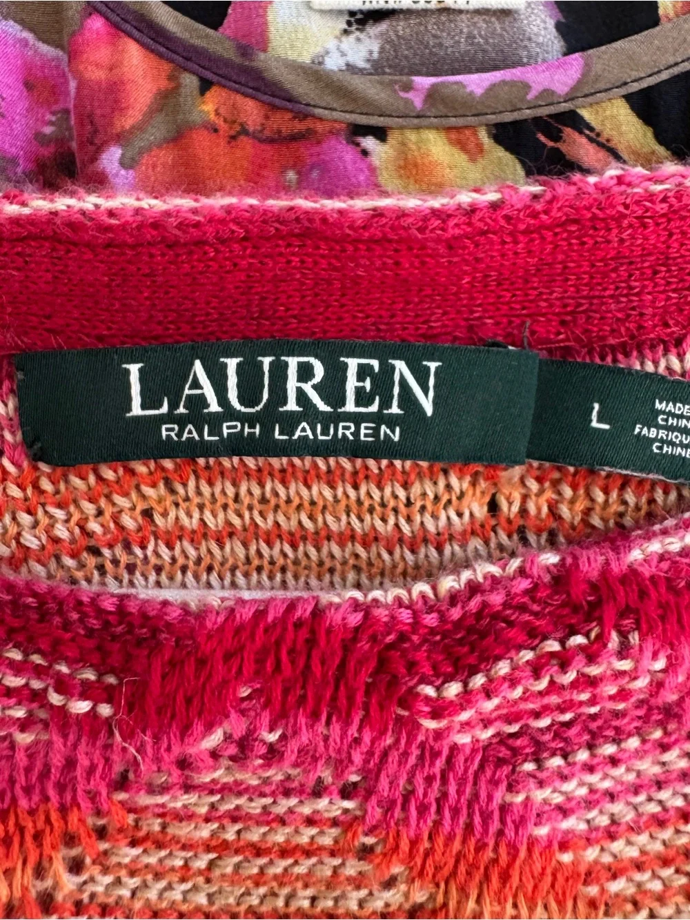Lauren Ralph Lauren Knit Midi Dress L Funky Boho Southwestern Colorful Linen